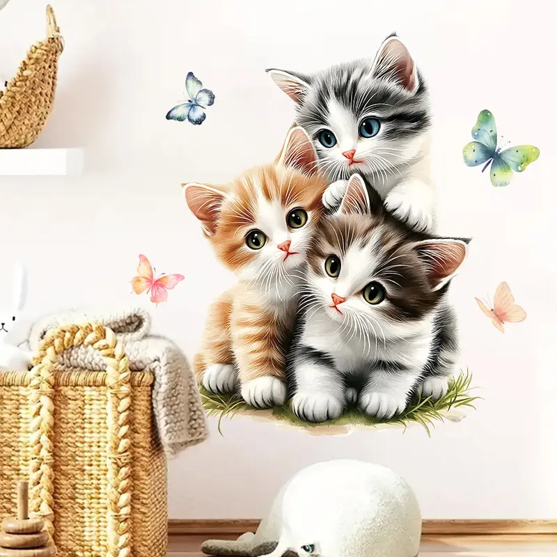 Lighting Mcqueen Bedroom Decor - Tres gatos con pegatinas de mariposa,