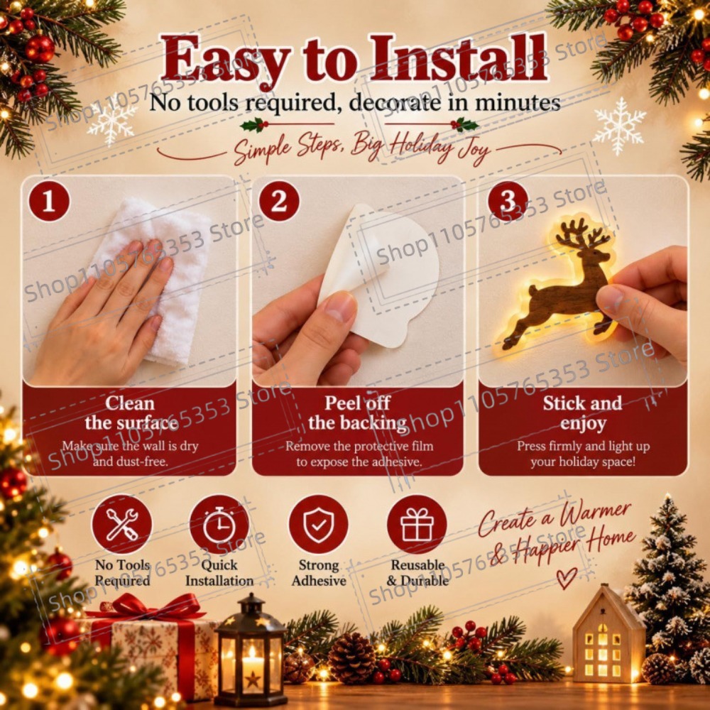 Decoración navideña con renos  - Up Lighting Decor reseña y precio