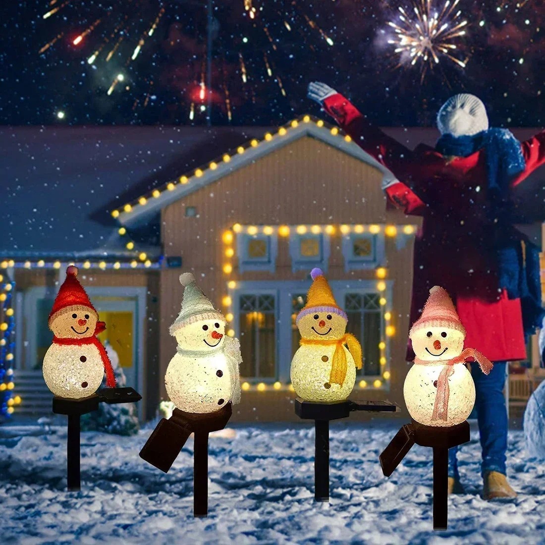 Lámpara Solar de Jardín con Fo - Lighting Christmas Decor reseña y precio